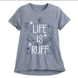 Disney Dogs "Life Is Ruff" ultra soft graphic t-shirt gray black white top sz XS